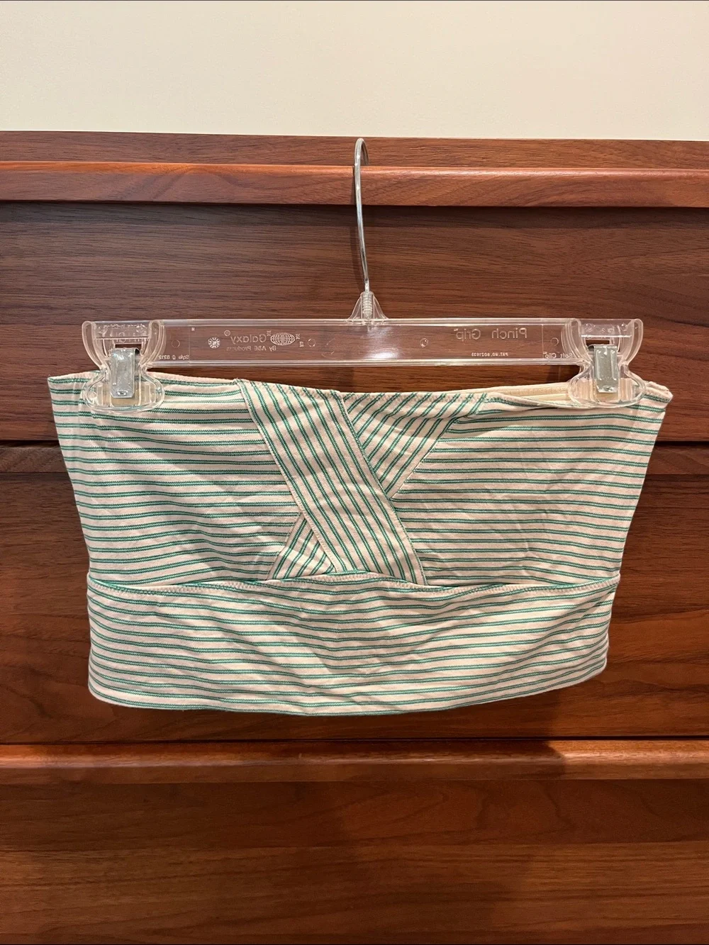 Free People Green and White Striped Cropped Tube Top